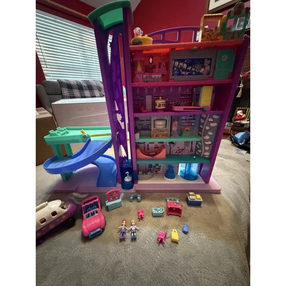 Polly Pocket Shopping Mall Playset Elevator Slide Vehicles Dolls